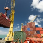 Container operation in port.