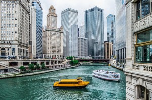Chicago Urban Cityscape along the Chicago River